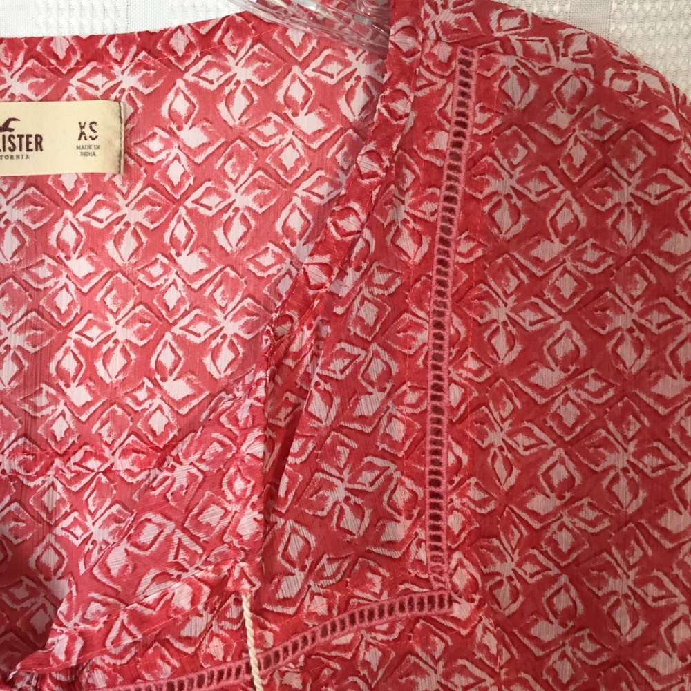 Hollister Floral Pink Sheer‎ Short Sleeve Top XS - Picture 11 of 14